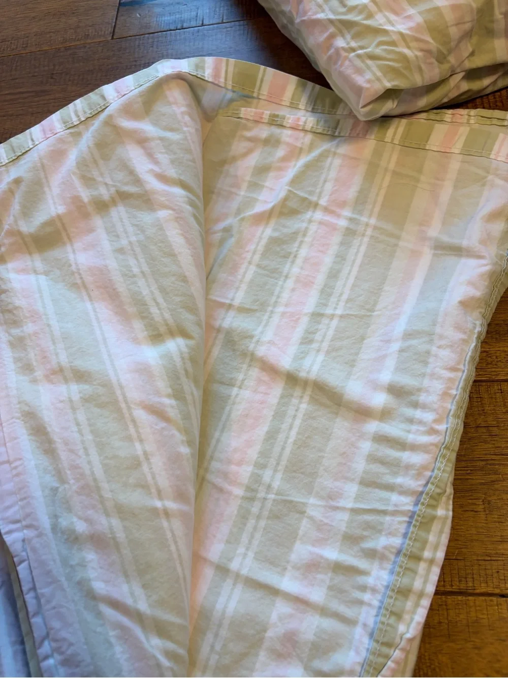 Simply Shabby Chic Twin Sheet Set Rachel Ashwell Pink Green Stripe 100% Cotton